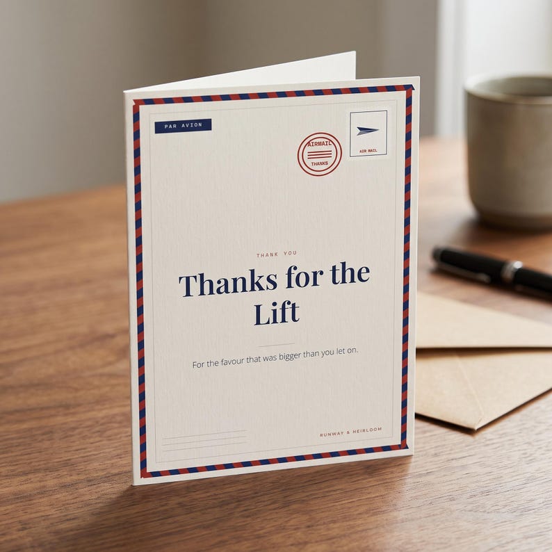 Aviation Thank You Card — Airmail Design from Runway & Heirloom