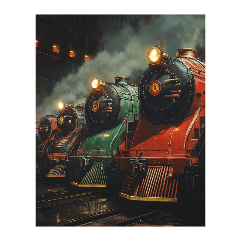 Five Legendary Trains chart print