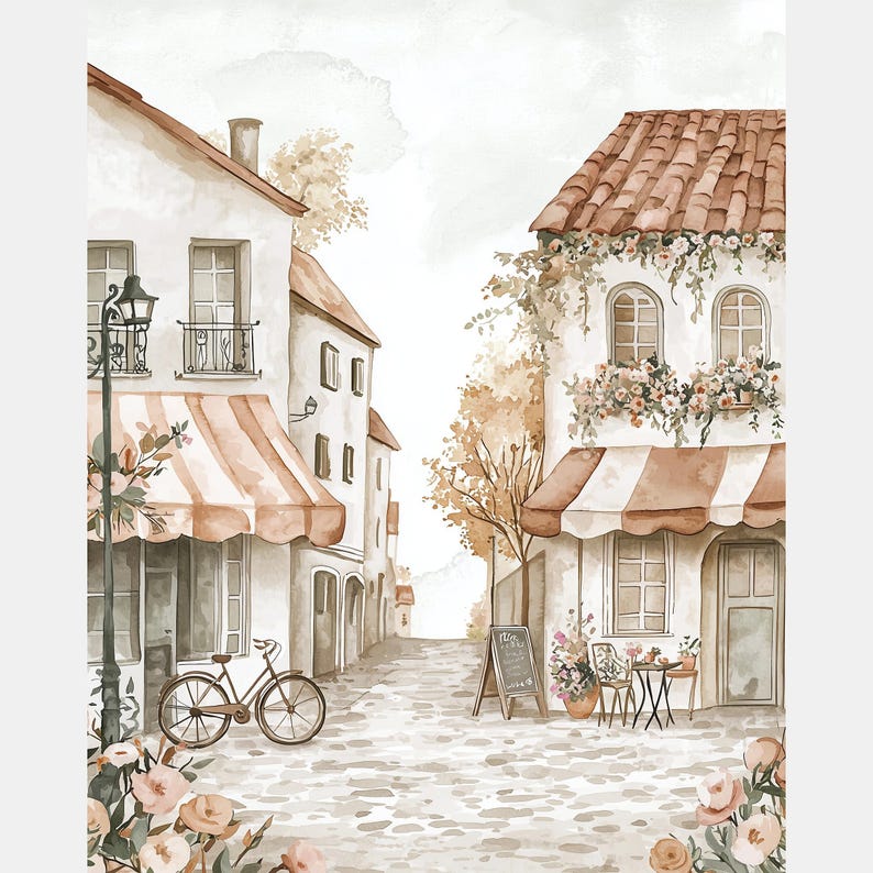 Paris Cafe watercolor print from Runway & Heirloom
